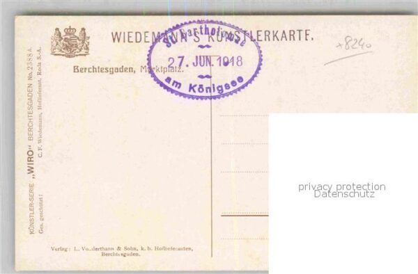 Verlag Wiedemann WIRO Nr. 2388 A Berchtesgaden Marktplatz – Bild 2