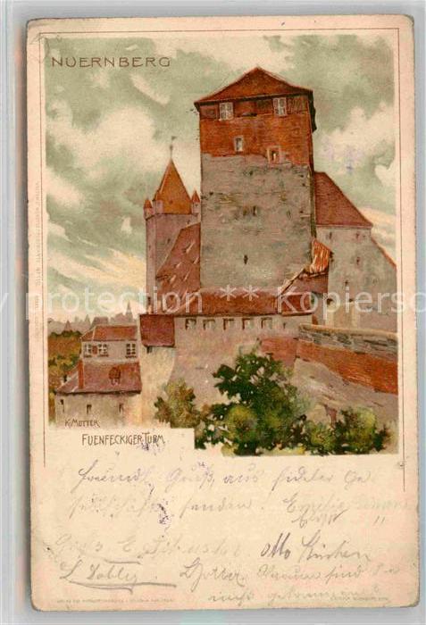 Mutter K. Nürnberg Fünfeckiger Turm Litho