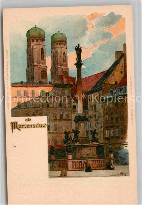 Kley München Mariensäule Litho
