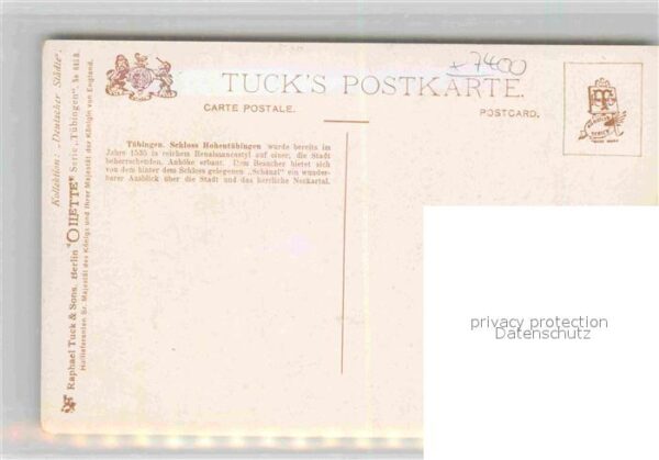 Verlag Tucks Oilette Nr. 645 B Tübingen Schloss Hohentübingen Bu – Bild 2