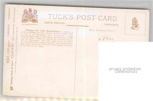 Verlag Tucks Oilette Nr. 7689 Tübingen Schloss Hohentübingen Bur – Bild 2
