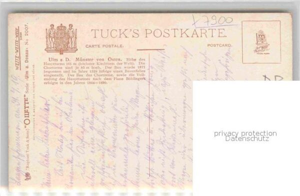 Verlag Tucks Oilette Nr. 2007 Ulm Münster von Osten N. Beraud – Bild 2