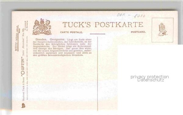 Verlag Tucks Oilette Nr. 728 Dresden Georgentor Charles E. Flowe – Bild 2
