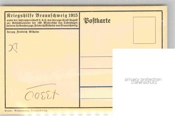 Adel Braunschweig Herzog Friedrich Wilhelm Kriegshilfe – Bild 2