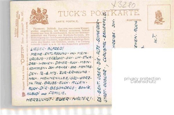 Verlag Tucks Oilette Nr. 697 Pyrmont Schloss Charles E. Flower – Bild 2