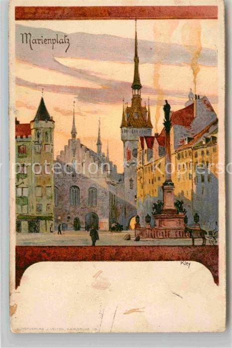 Kley München Marienplatz Litho