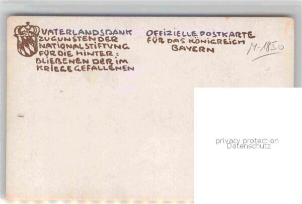 Kuenstlerkarte C.O. Arends Bayern Krone Rosen Vaterlan – Bild 2