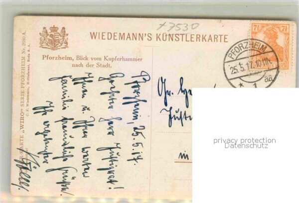 Verlag Wiedemann WIRO Nr. 2680 A Pforzheim Blick vom Kupferhammer – Bild 2