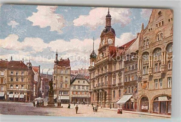 Verlag WIRO Wiedemann Nr. 2677 Pforzheim Marktplatz Rathaus Krieg