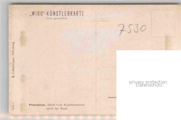 Verlag WIRO Wiedemann Nr. 2680 C Pforzheim Blick vom Kupferhammer – Bild 2
