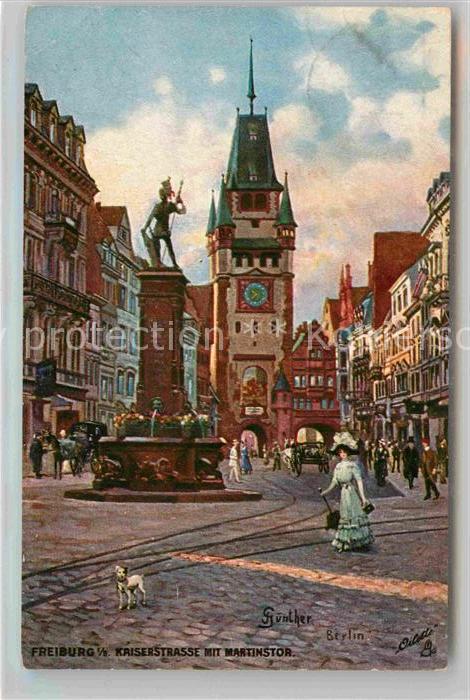 Verlag Tucks Oilette Nr. 747 Freiburg im Breisgau Kaiserstrasse