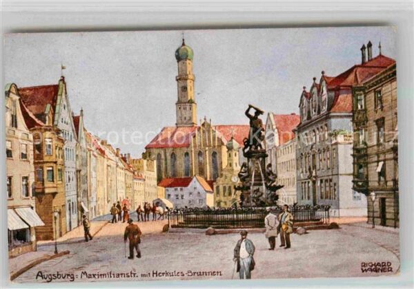 Wagner Richard Kuenstler Augsburg Maximilianstrasse Herkules-Bru