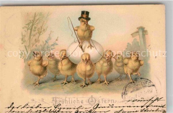 Ostern Easter Paques Küken Ei Zylinder Litho