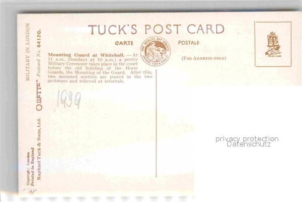 Verlag Tucks Oilette Nr. 6412 C Mounting Guard Whitehall – Bild 2