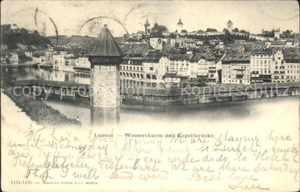 Luzern LU Wasserturm Kapellbrücke Holzbrücke Wahr