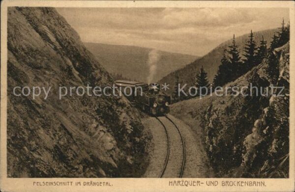 Brockenbahn Felseinschnitt Drängetal Harzquerbahn