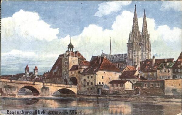Verlag WIRO Wiedemann Nr. 2152 Regensburg Blick vom unteren Wörth