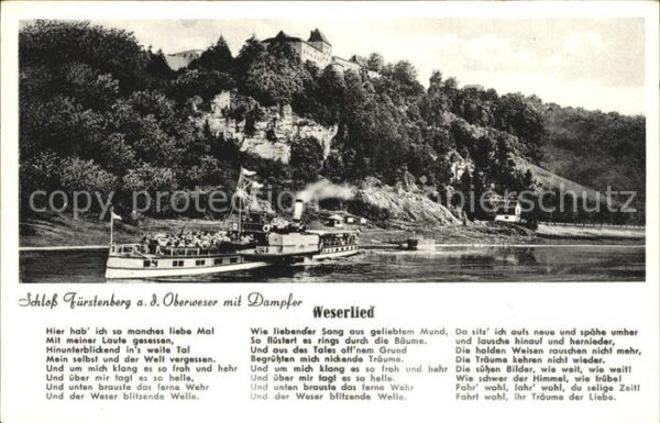 Liederkarte Weserlied Schloss Fürstenberg Seitenrad