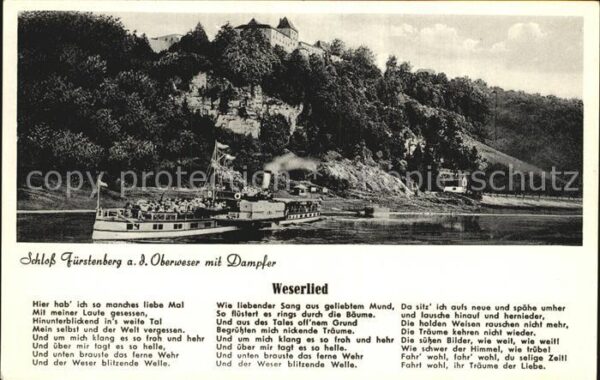 Liederkarte Schloss Fürstenberg Seitenraddampfer