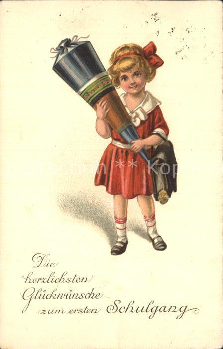 Schule School Ecole Escuela Scuola-- Einschulung Schultüte Kind Litho