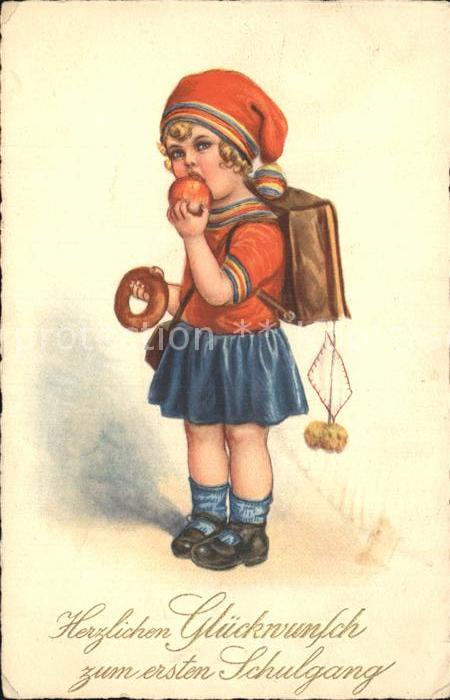 Schule School Ecole Escuela Scuola-- Einschulung Kind Zipfelmütze Apfel