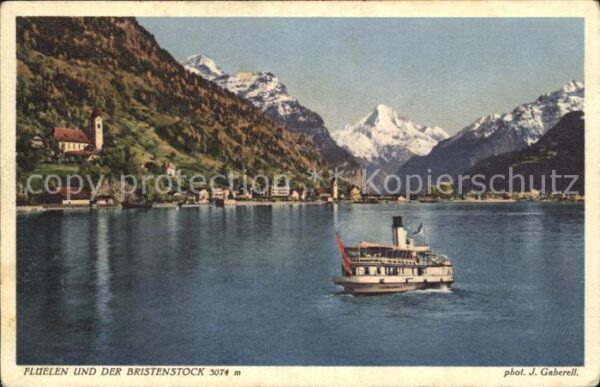 Foto Gaberell J. Nr. 6542 Flüelen Bristenstock Dampfer