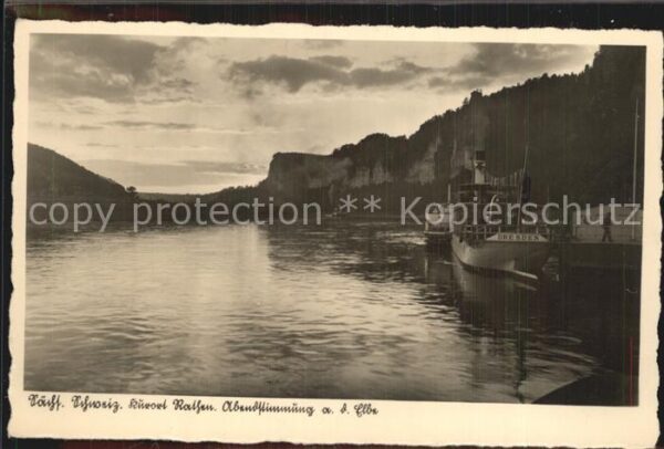 Dampfer Seitenrad Dresden Rathen Abendstimmung Elbe