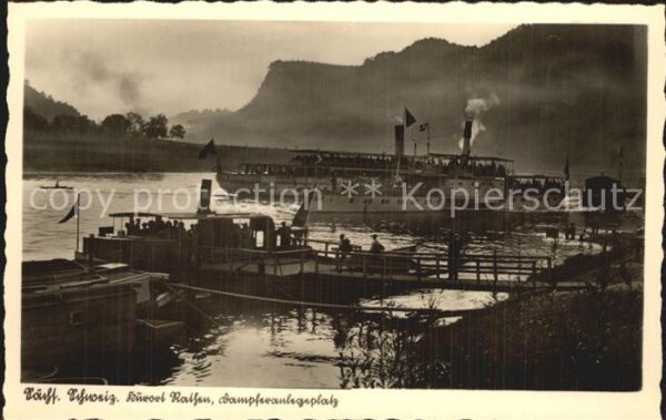 Dampfer Seitenrad Rathen Dampferanlegeplatz