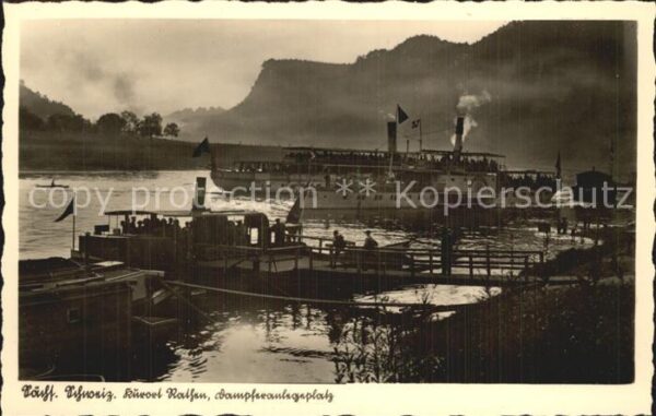 Dampfer Seitenrad Rathen Dampferanlegeplatz