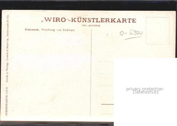 Verlag WIRO Wiedemann Nr. 3502 Eisenach Wartburg von Südwest – Bild 2