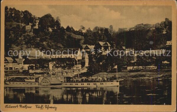 Dampfer Seitenrad Loschwitz Rathen Gasthaus Rosengarten