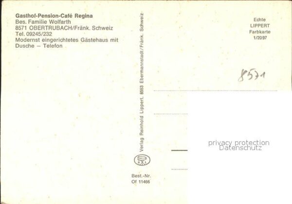 Obertrubach Wappen Gästehaus Gastzimmer Cafeterrass – Bild 2
