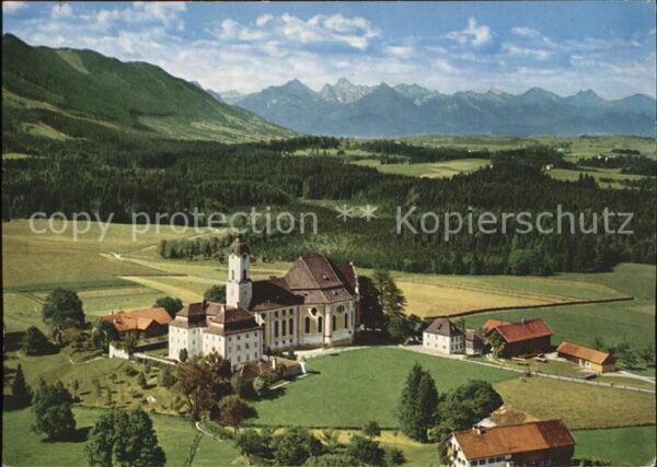 Steingaden Allgaeu Wieskirche Fliegeraufnahme