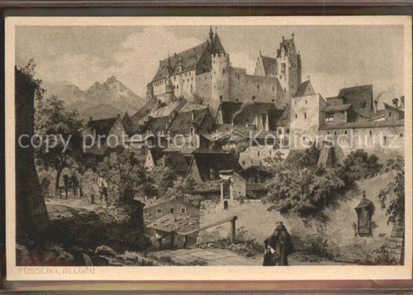 Fuessen Allgaeu Künstlerkarte Burg