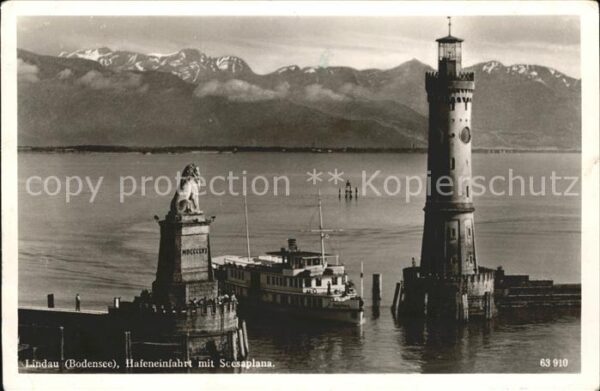 Leuchtturm Lighthouse Dampfer Lindau-Bodensee Hafeneinfahrt S