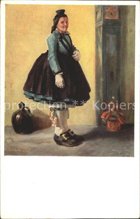 Kuenstlerkarte K. Mons Schwälmerin Tracht Hessen Nr. 2