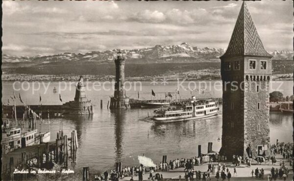 Dampfer Binnenschifffahrt Leuchtturm Lindau i. B. Hafen