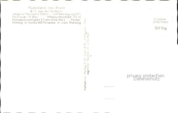 Foto Zeitz F.G. Nr. 3611 Seilbahn Rüdesheim a. Rh. – Bild 2
