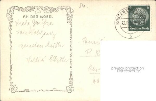 Foto Zeitz F.G. Nr. 1167 Ruine Bischofsstein Mosel – Bild 2