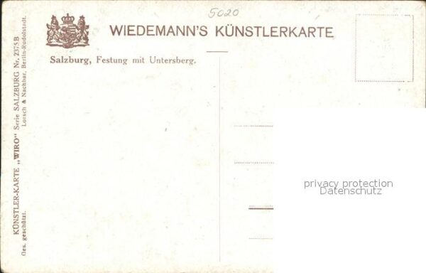 Verlag WIRO Wiedemann Nr. 2375 B Salzburg Festung mit Untersberg – Bild 2
