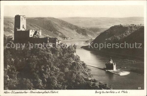 Foto Kratz Nr. 32 Burg Gutenfels die Pfalz Rhein