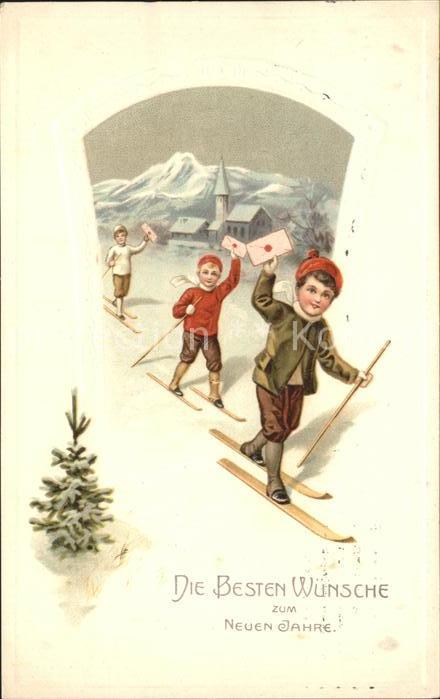 Skifahren Kinder Briefe Neujahr