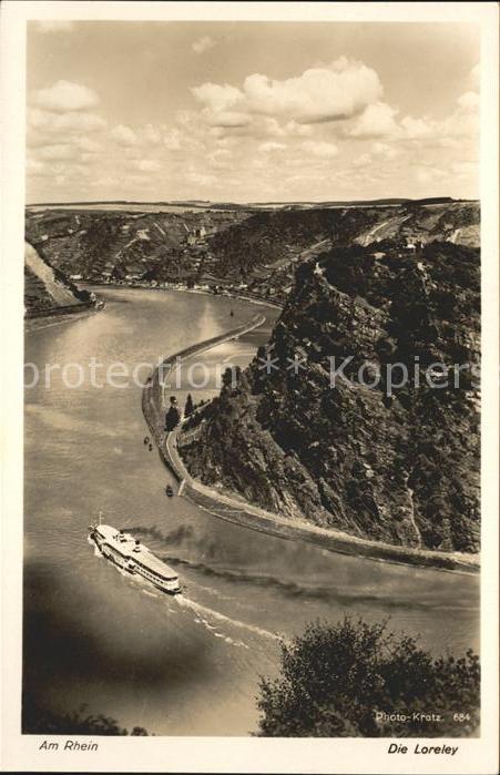 Foto Kratz Nr. 684 Loreley Dampfer Rhein