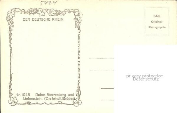 Foto Zeitz F.G. Nr. 1045 Ruine Sterrenberg und Liebenstein – Bild 2