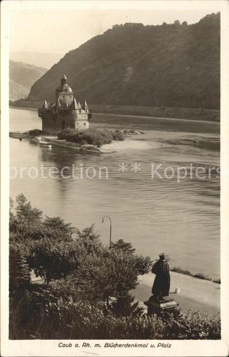 Foto Zeitz F.G. Nr. 1800 Caub a. Rh. Blücherdenkmal Pfalz