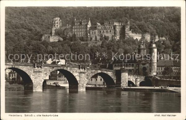 Foto Kellner Rolf Nr. 1295 Heidelberg Schloß und alte Neckarb