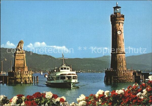 Leuchtturm Lighthouse Dampfer Hafen Lindau im Bodensee