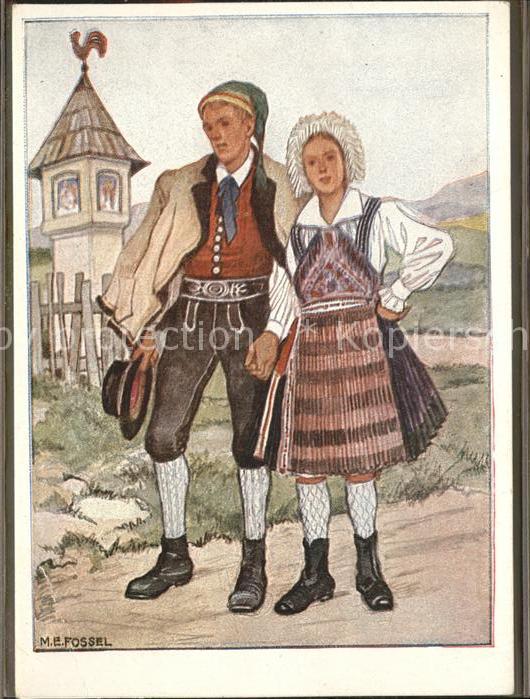 Trachten Kärnten Gailtal Künstlerkarte M.E. Foss