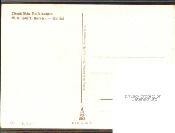 Trachten Kärnten Gailtal Künstlerkarte M.E. Foss – Bild 2