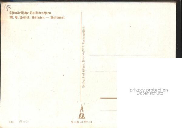 Trachten Kärnten-Rosental Künstlerkarte M. E. Fo – Bild 2